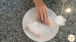 Adding cornstarch to swordfish